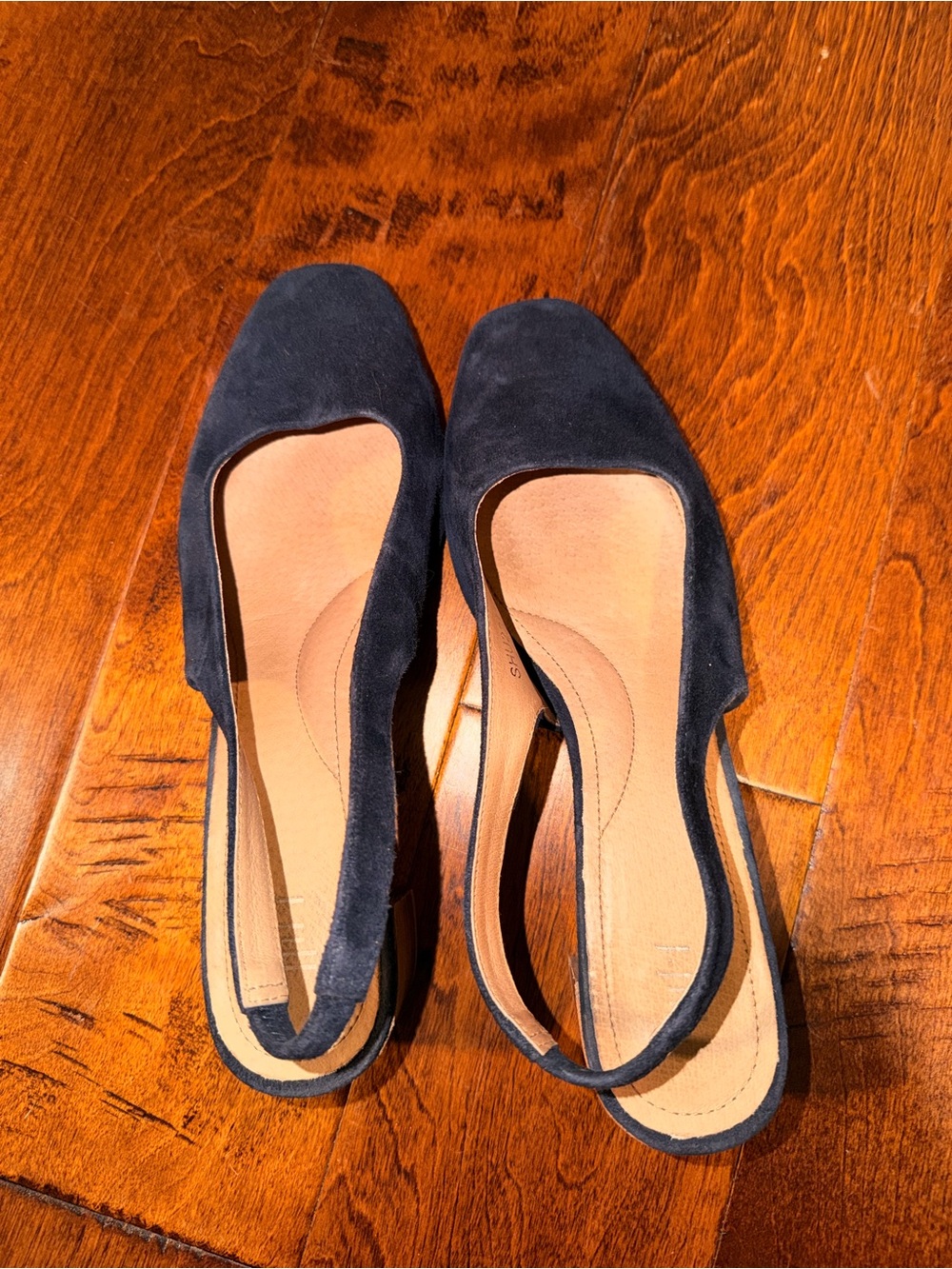 Women's Navy Suede Slingback Block Heel Pumps - Picture 5 of 6